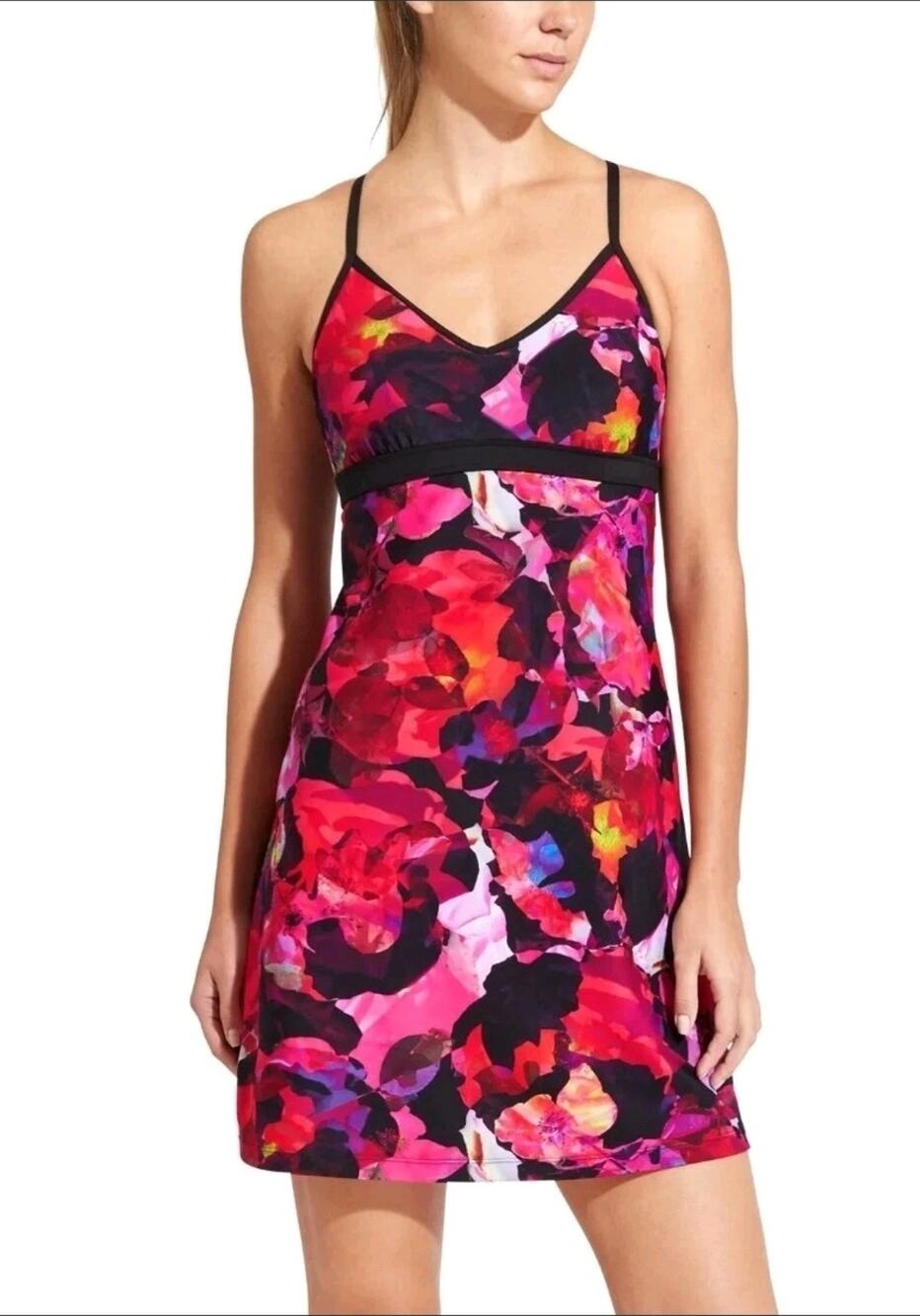Athleta Athletic Dress Athleisure Sz L Floral Beach Pickleball Vacation Resort